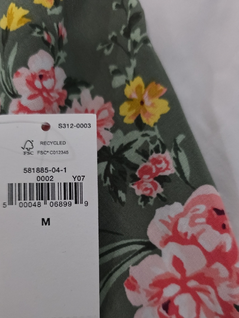 Olive Green Floral Sleeveless V-Neck Dress Size M - Picture 4 of 5